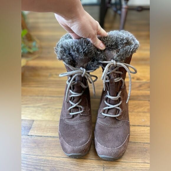 North Face Like New Brown Nuptse Purna II Women’s boots size 10 fur lined - Picture 4 of 10